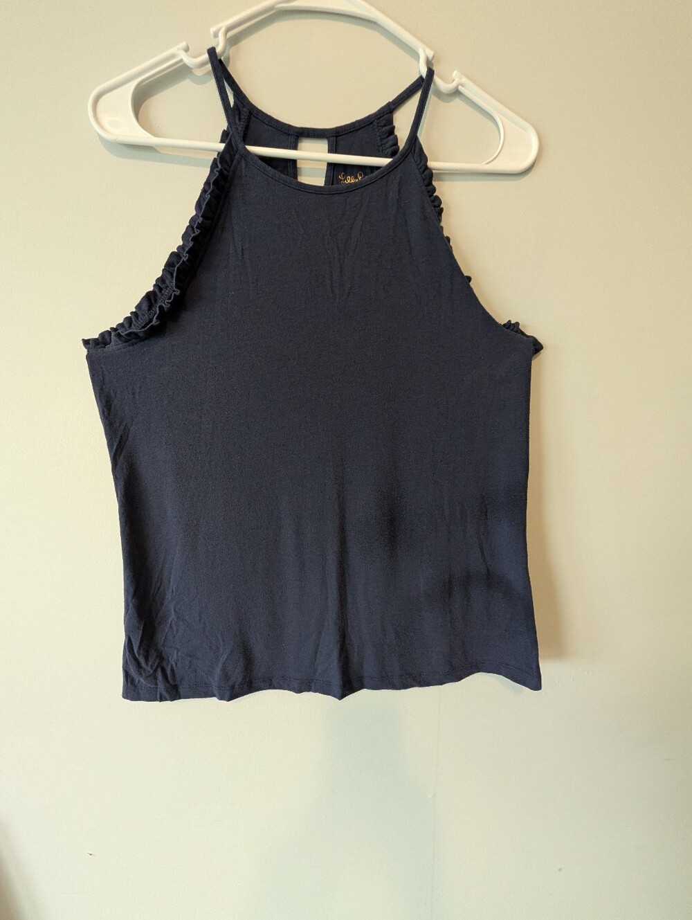 Lilly Pulitzer Navy Halter Ruffle-Trim Camisole